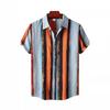 1116 New Hawaiian Beach Shirt Men's 1D Striped Digital Printing Men's Shirt