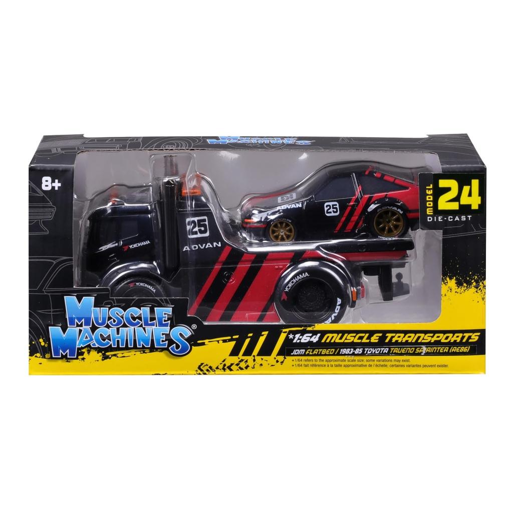 Maisto Muscle Machines Muscle Transporter Miniature Car Diecast Car Finished Product Toyota Trueno Sprinter 1/64 / (JDM Flatbed/1983 - Black/Red