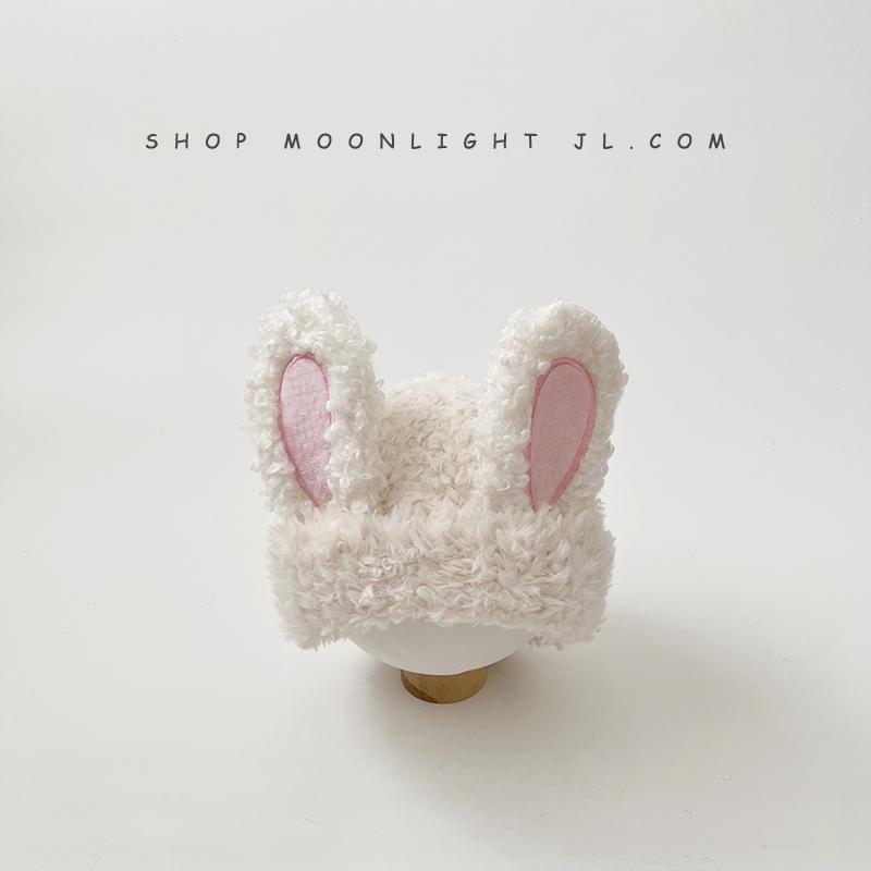 Rabbit ear plush children's hat autumn and winter warm windproof piled thickened girl baby knitted pullover