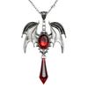 Victorian Gothic Ruby Crystal Necklace with Bat Wings