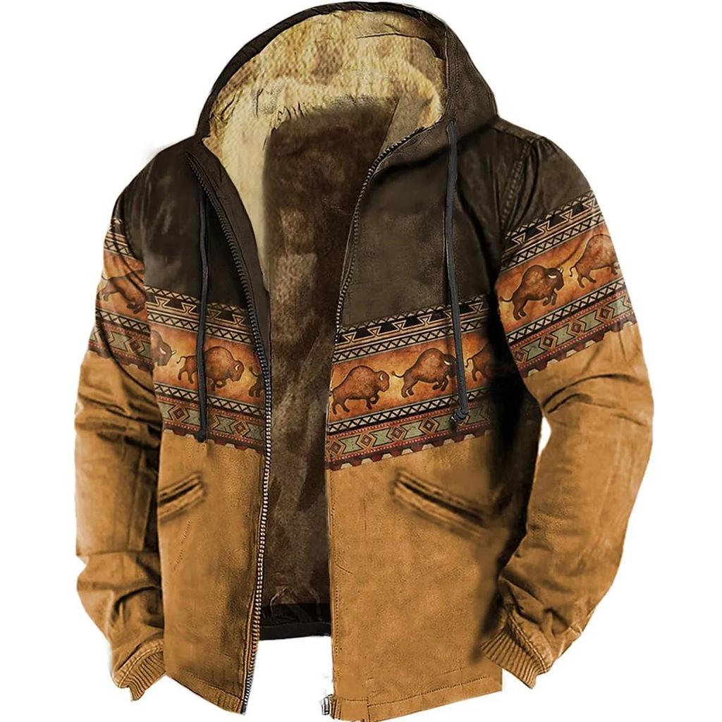 Autumn/Winter Retro Arctic Velvet Hooded Men's Sweatshirt