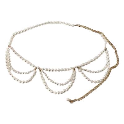 Elegant Imitation Pearls Waist Belt Jewelry Adjustable Design For Parties Daily Outfits And Special Occasion
