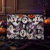 Wear-resistant Canvas Pouch Halloween Storage Bag, with Colorful Cartoon Ghost Print, Durable Travel Bag Makeup Zipper Large Capacity Lightweight