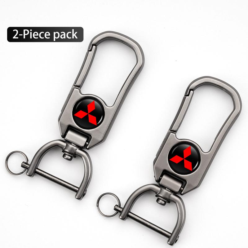 xkhr10 For Mitsubishi Aluminum Alloy Car Styling Keychain Emblems Keyring Key Decoration Ring Outlander Lancer L200 ASX Pajero Grandis