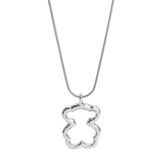 

Yousheng Earrings 3D Hollow Bear Design Stainless Steel Ear Loop Fit Leverback Earrings Adjustable Length Choker Necklace Jewelry B серебряный