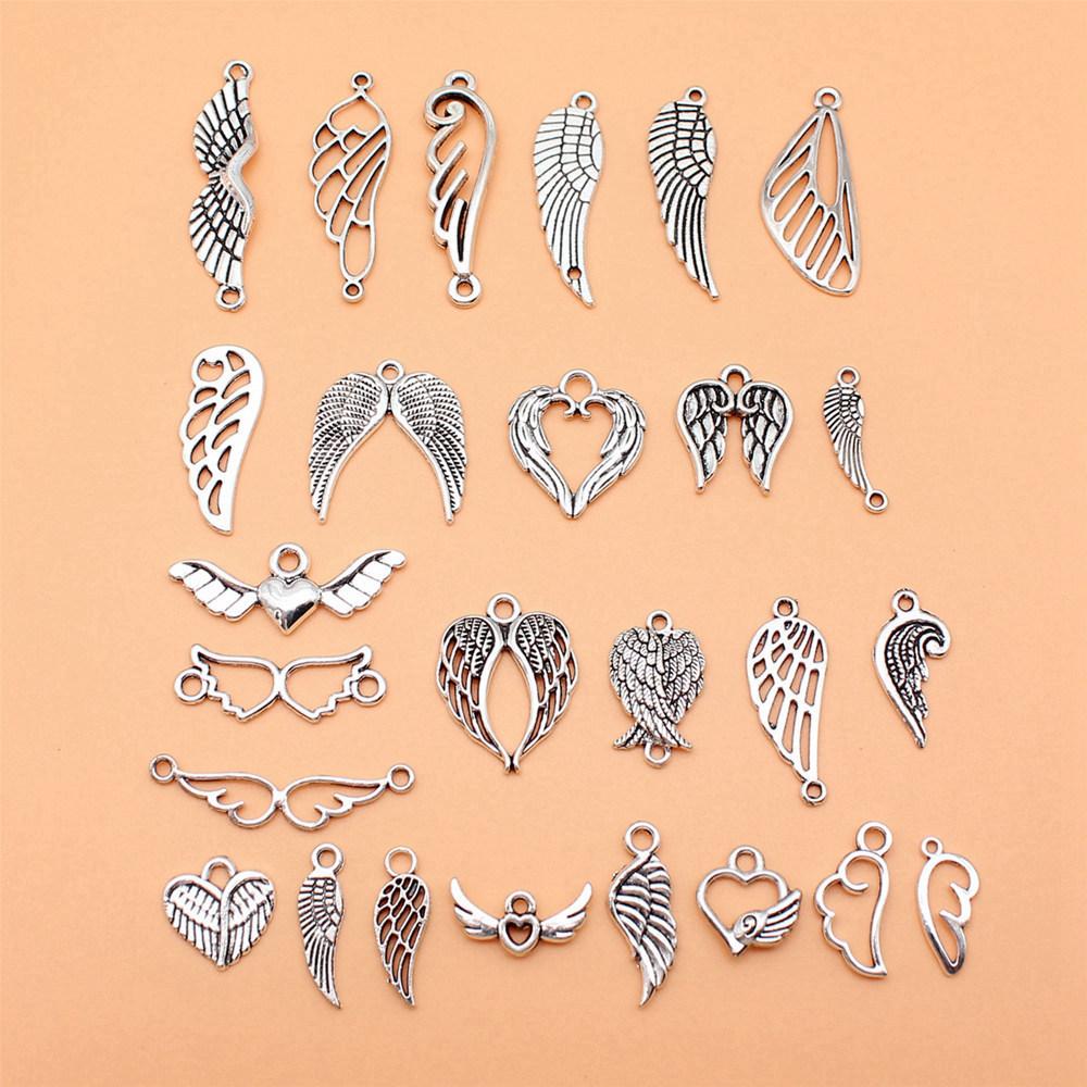 1 Set Angel Charms Wings Mix Pendants For Boho Style Jewelry Making Bulk