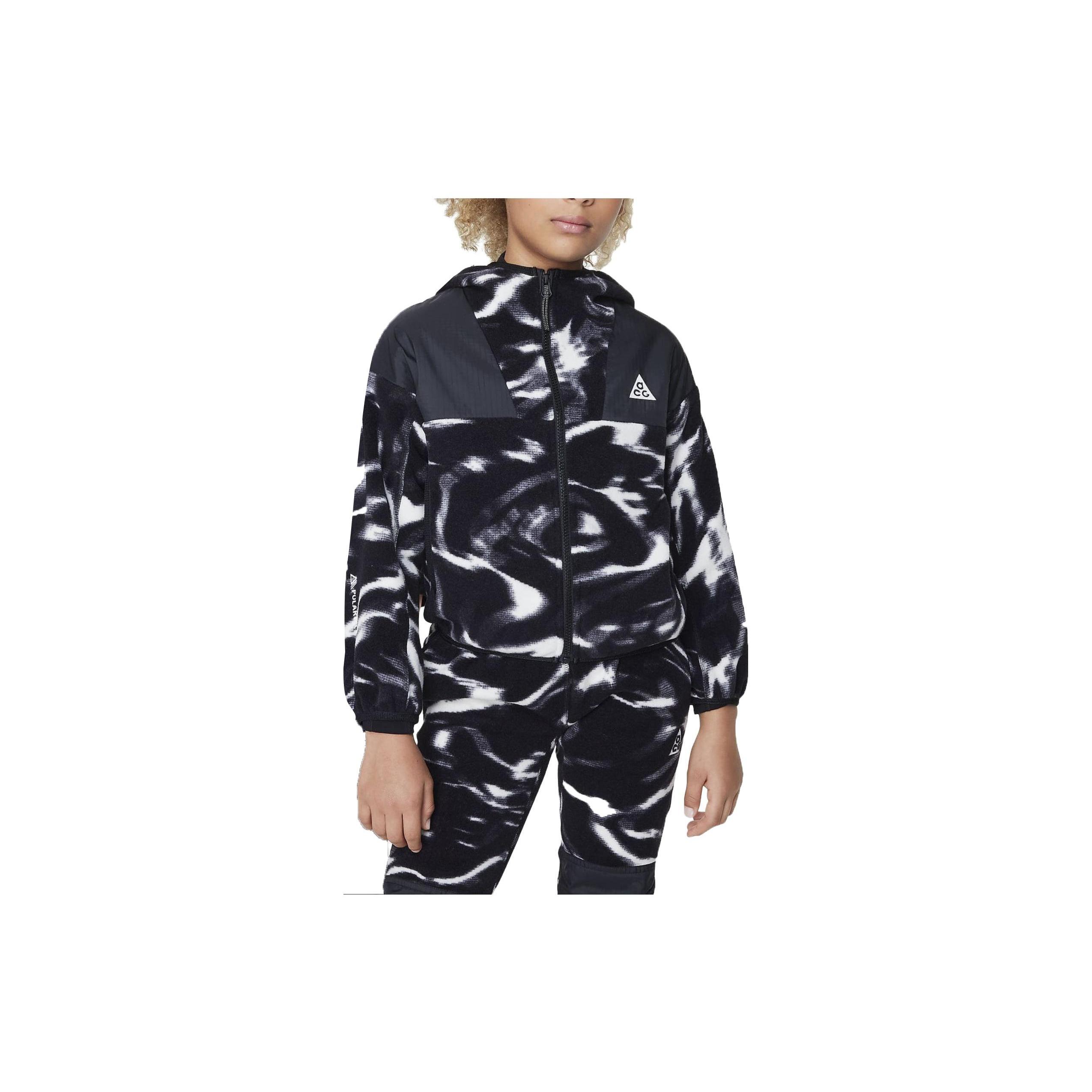 (GS) Nike ACG Wolf Tree Full-Zip Hoodie  Black White  Kids  FD8462-010 XS