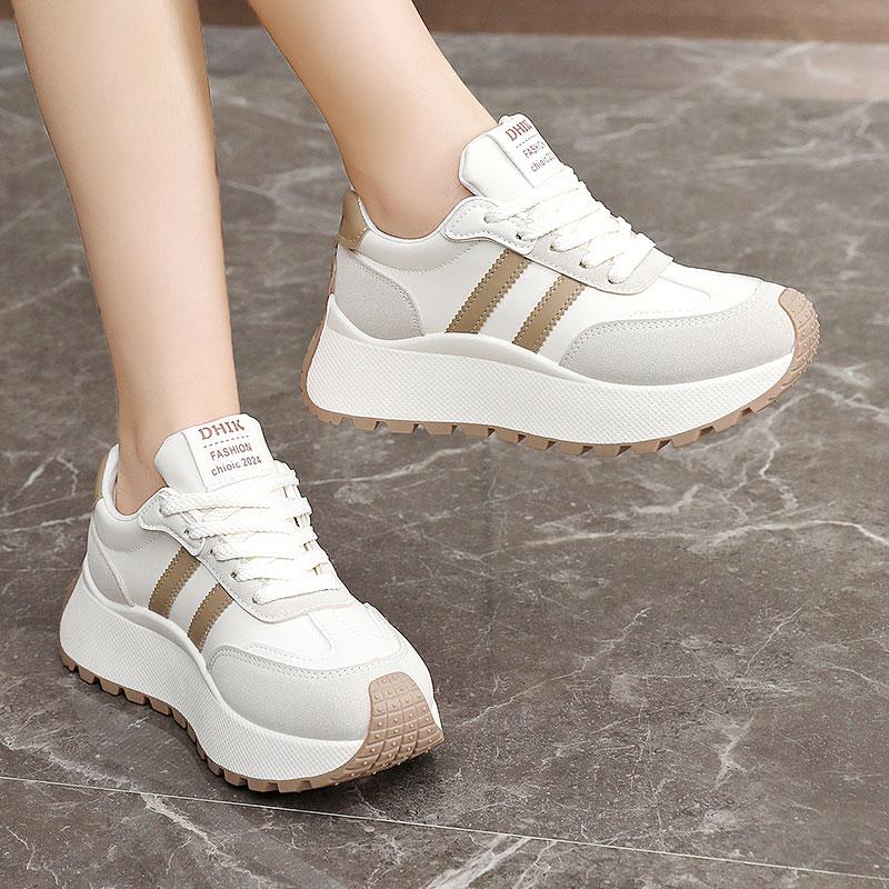 Women Sneakers Spring Thick Bottom Women Shoes 2025 Summer Casual Patchwork Leather Sneakers Femme Outdoor Casual Shoes Ladies