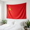 Tapiz de Bandera Roja Vintage Impresión Plana Estrella Dorada Martillo y Hoz Colgante de Pared para Amantes de la Historia Habitación de Estudiantes Dormitorio Oficina Decoración