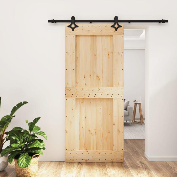 VidaXL Porte coulissante et kit de quincaillerie 90x210 cm pin massif, porte intérieure, porte de grange intérieure 3203148