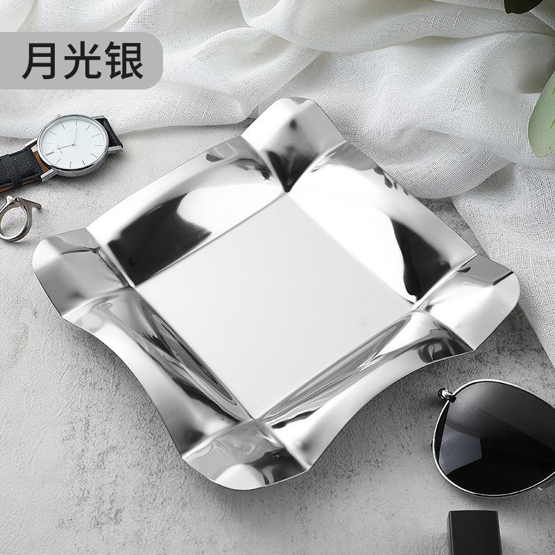 

Luxury Square Stainless Steel Jewelry Tray Aromatherapy Decor Metal Plate