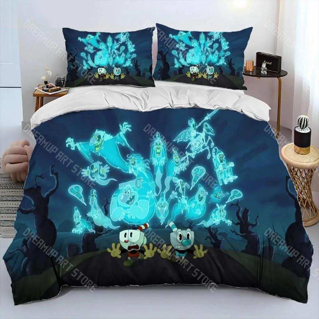 3D Printed Cuphead And Mugman Bedding Set for Boys Girls Duvet Cover And Pillowcase Twin Queen King Full Single Double Sizes