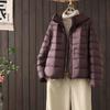 Womens Lightweight Hooded Duck Down Jacket Winter Warm Loose Fit Casual Coat 50% Fill
