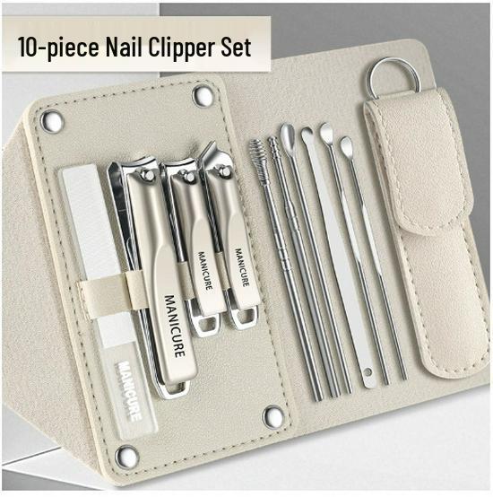Gradient Color Nail Clippers Set: Four-Piece Rotating Bag with Large & Small Oblique Clippers