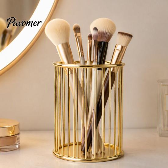 Office Supplies Storage Organizer Pen Holder/Storage Basket, Hollow Grid Iron Tube, Multipurpose Small Object Durable Pencil for Stationery And Makeup