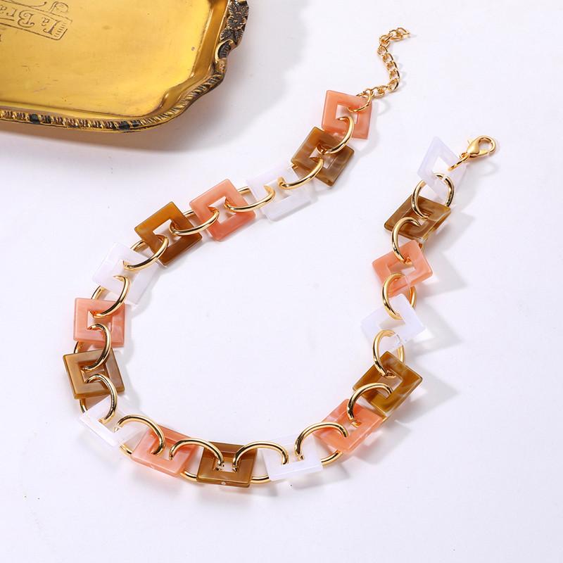 Personalized Bohemian Square Necklace Color Matching Acrylic Chain Collarbone Chain Exaggerated Neck Chain Female