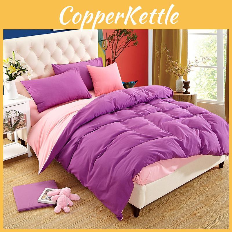 Luxuriöse einfarbige Bettdeckenbezug Steppdecke Twin Queen King Size Uni Bettwäsche-Set