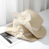 Fashion lace flower curled straw hat women's summer seaside woven hat seaside vacation visor beach sun hat