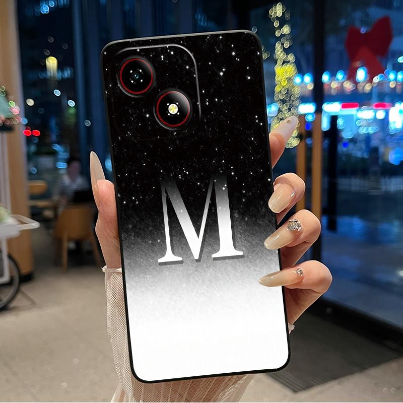 Beautiful Bright Color Couple Phone Case For ZTE Blade A35E Anti-scratch Soft Lucky Initial A-Z Letter Pattern Shell