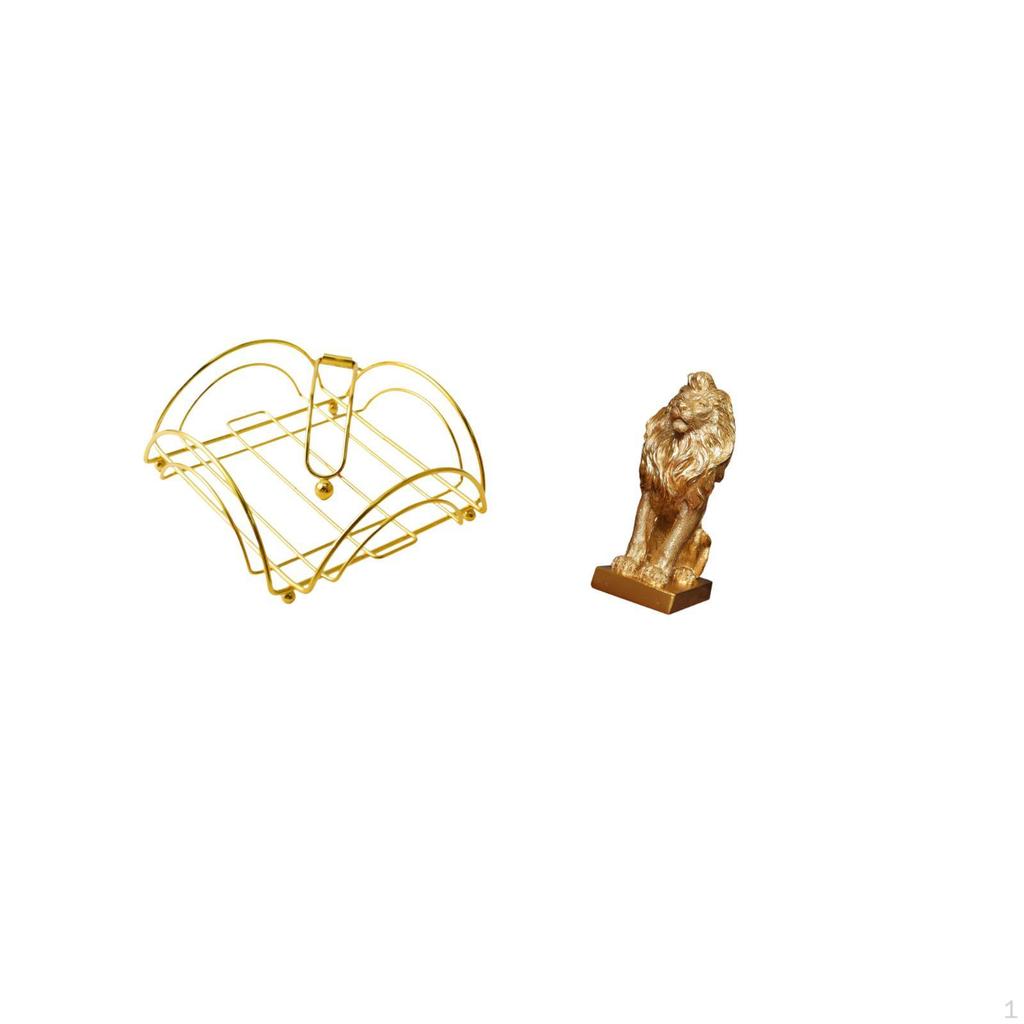 Weighted Arm Napkin Dispenser Holder for Tabletop Storage with Lion Sculpture Statue Collectible