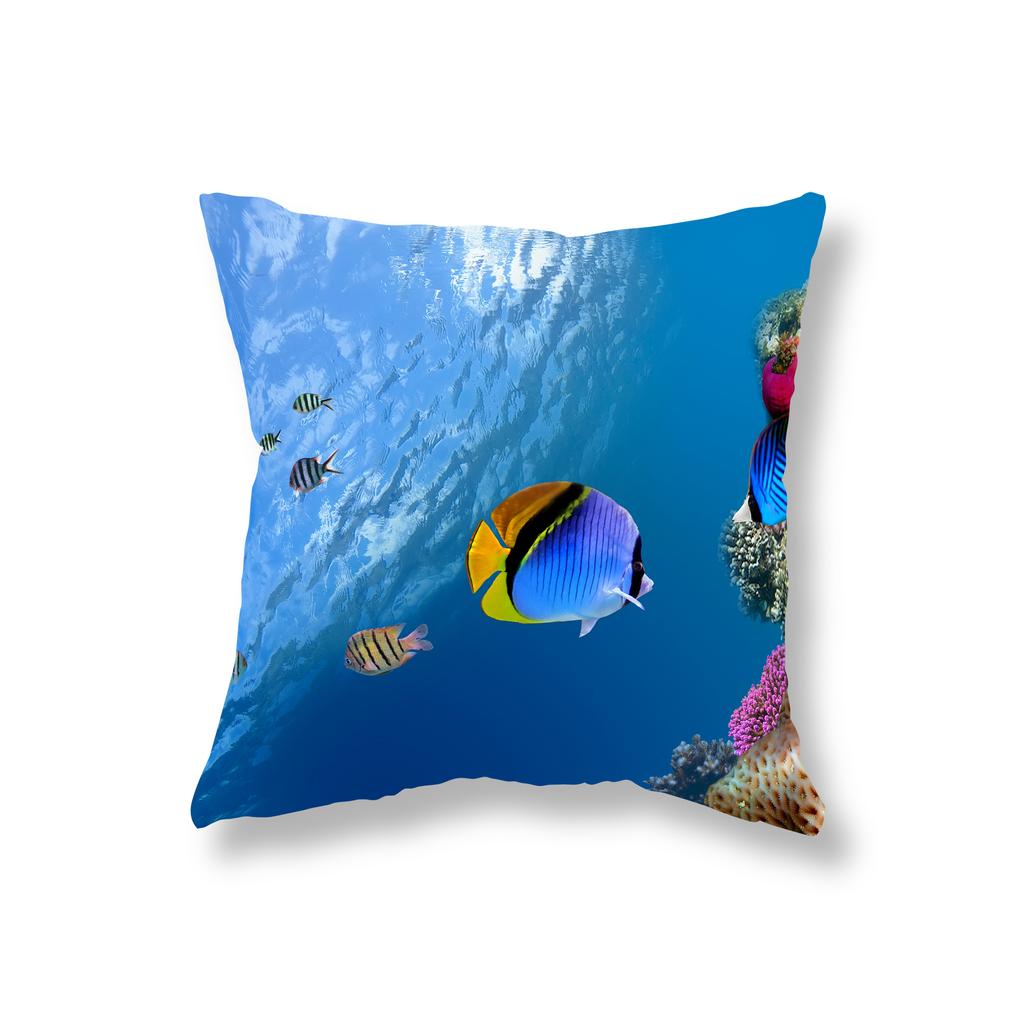 Coral Fish Marine Life Pillowcase Sofa Decoration Office Gaming Chair Cushion Cover Room Bedside Home Decor Pillowcase 45x45cm
