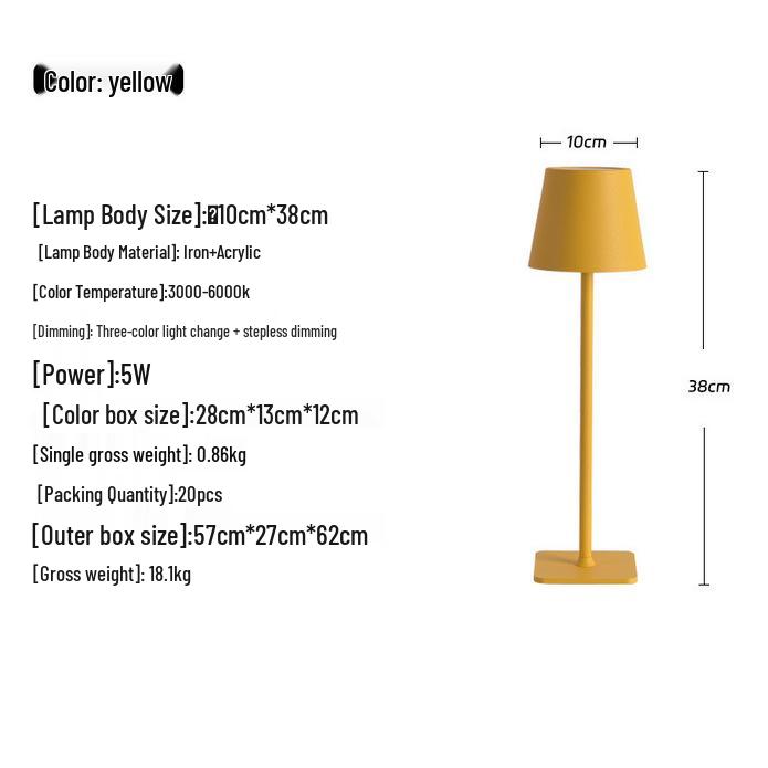 

Скандинавский железный ночник с сенсорным управлением - Дизайн в виде кубка для атмосферы спальни и бара 5W жёлтый