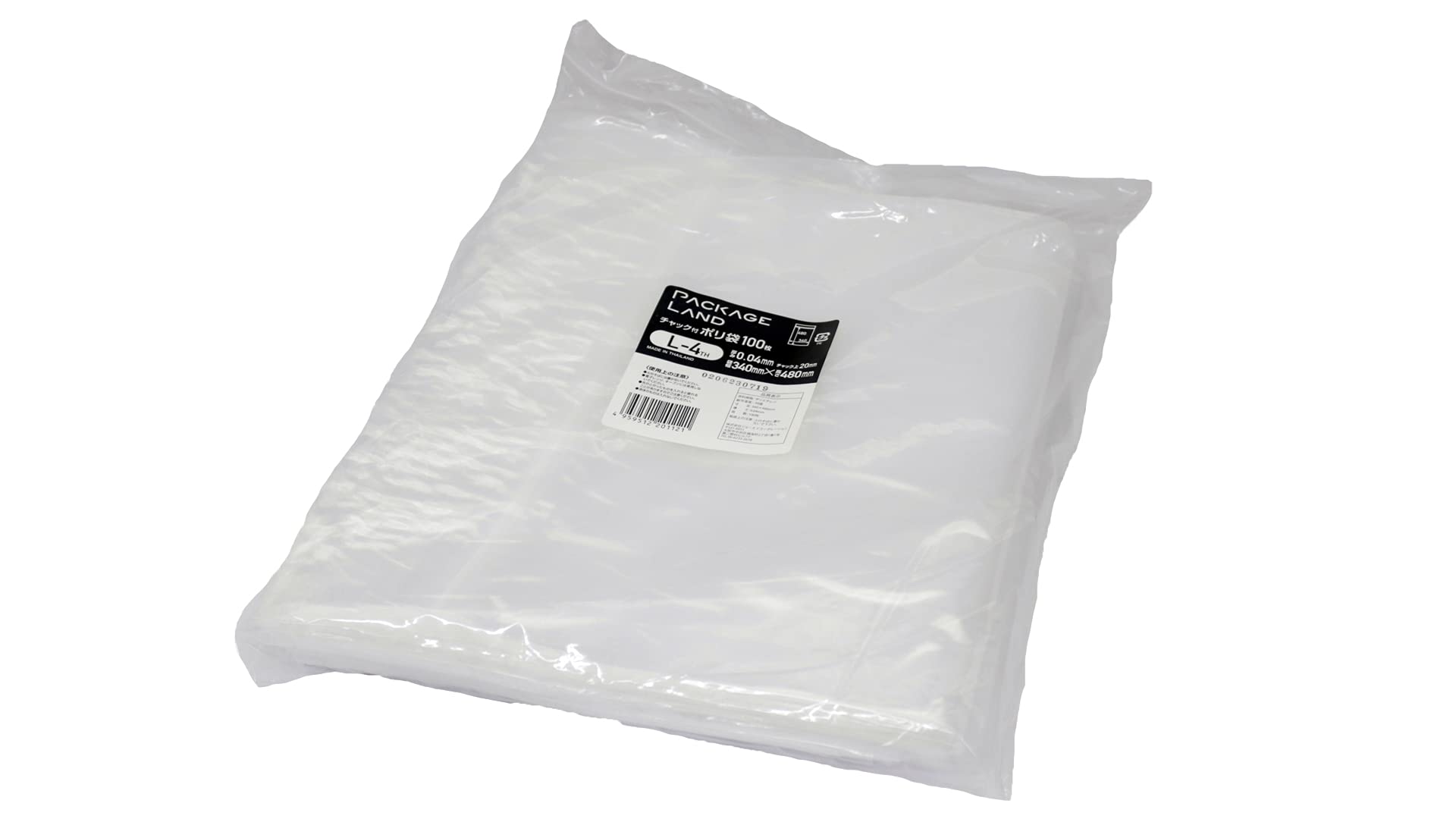 

Plastic bag with zipper pieces [Package Land] L-4TH PE0.04×340×480 1,000