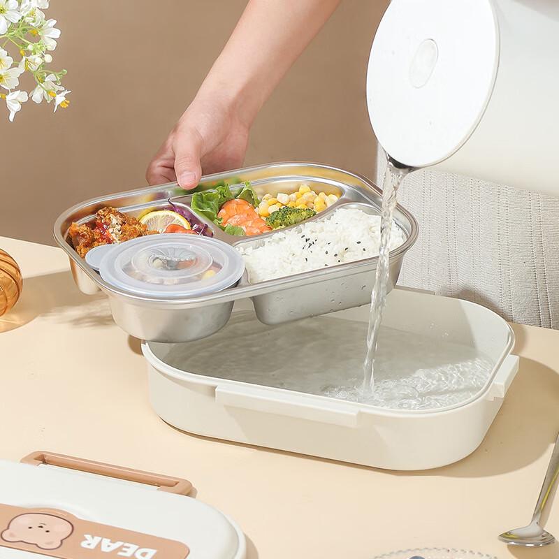 LEXIAOMAN 304 Stainless Steel Insulated Divided Bento Box