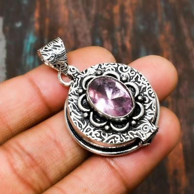 Pink Kunzite, Gemstone Handmade Jewelry Solid 925 Sterling Silver Pendant