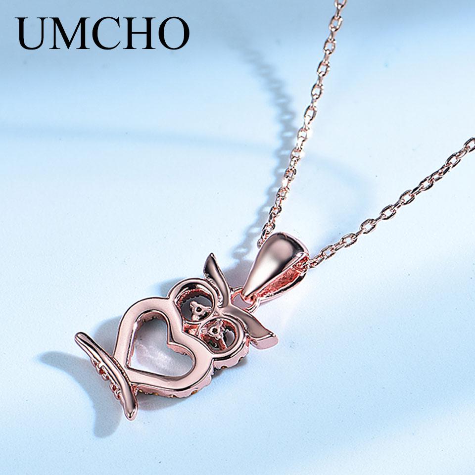 Umcho Eulen-Halskette aus massivem 925er-Sterlingsilber, Halsketten für Frauen, Jubiläumsgeschenk, edler Schmuck