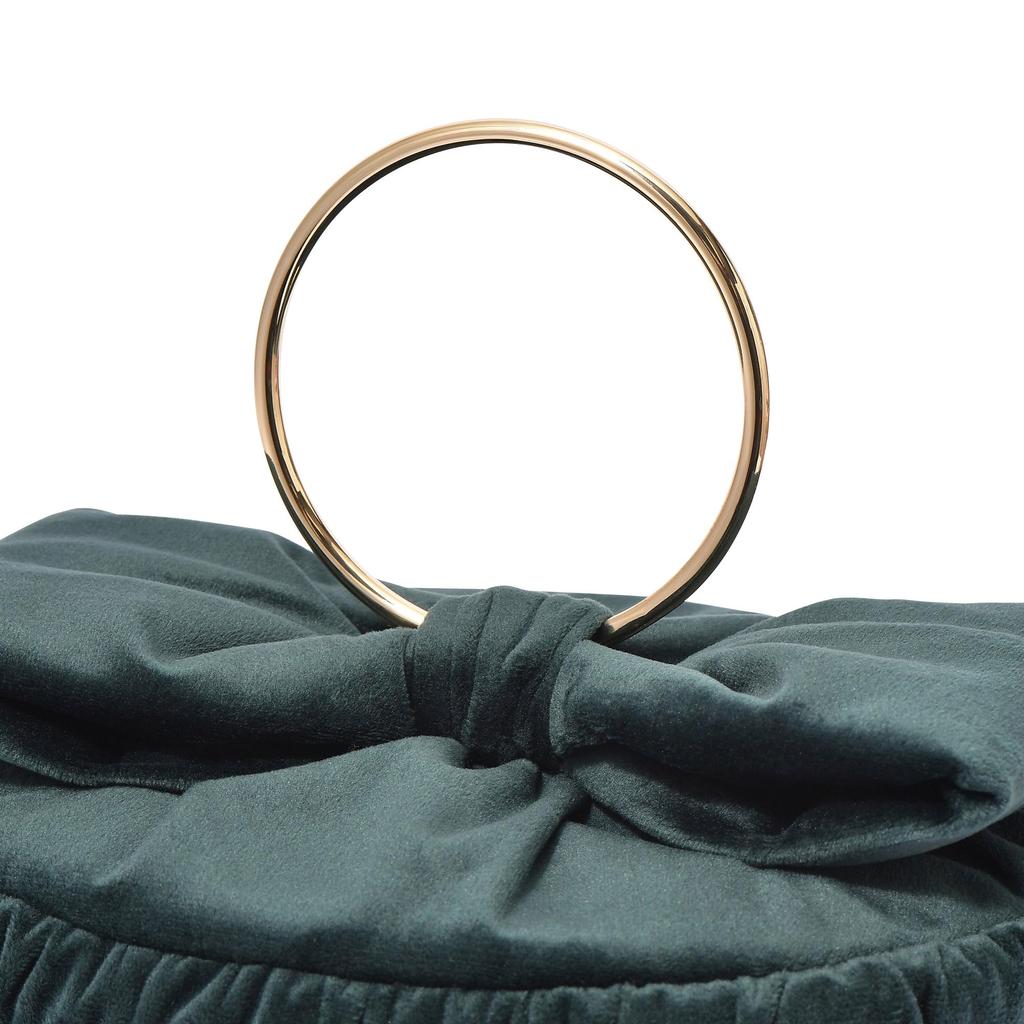 Francfranc Velvet Ribbon Vanity Cosmetic Makeup Makeup Storage Pouch, Large, Green, Pouch, Box,