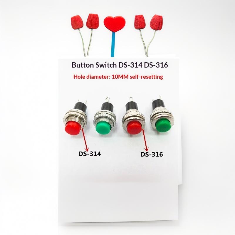 10Pcs 10Mm Momentary Push Button Switch Ds-314 Ds-316 Self Reset Threaded Panel Mount Switch For Diy Electronic Circuit Projects