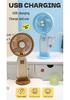 USB Rechargeable Cartoon Handheld Desktop Fan with Phone Holder & Silent High-Power Wind