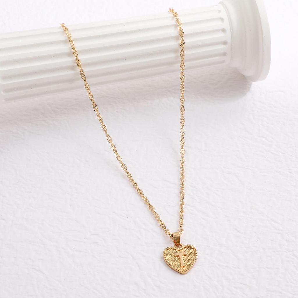 Handmade Love Letter Pendant Necklace - Heart & Water Wave Chain Design