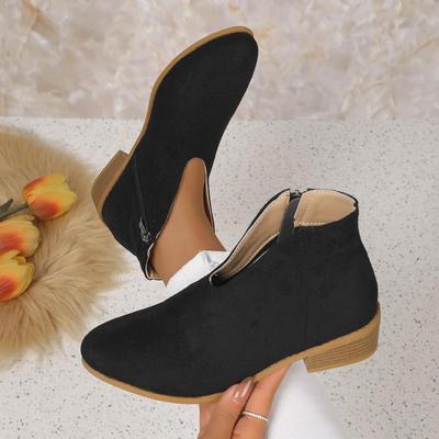 Autumn Winter Plus Size Women's Leopard Print Short Boots Comfortable Warm Zipper Pointed Thick Heel Martin Boots Shoes 35-43
