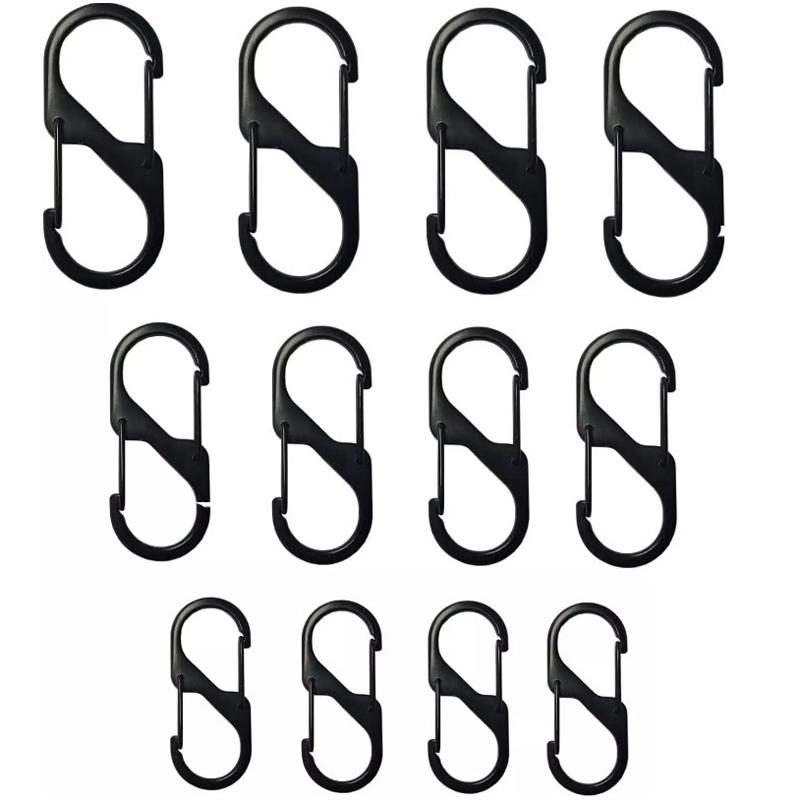 20pcs S Small Carabiner Keyring Clip, 4 Sizes Multipack S Shape Dual Spring Clip