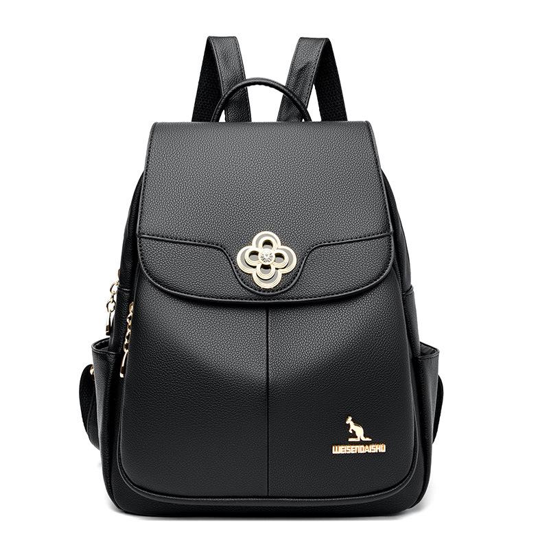 Popular Metal Flower Backpack New Style Trendy Diamond-set High-quality Women's Backpack Fashion Student Leather School Bag