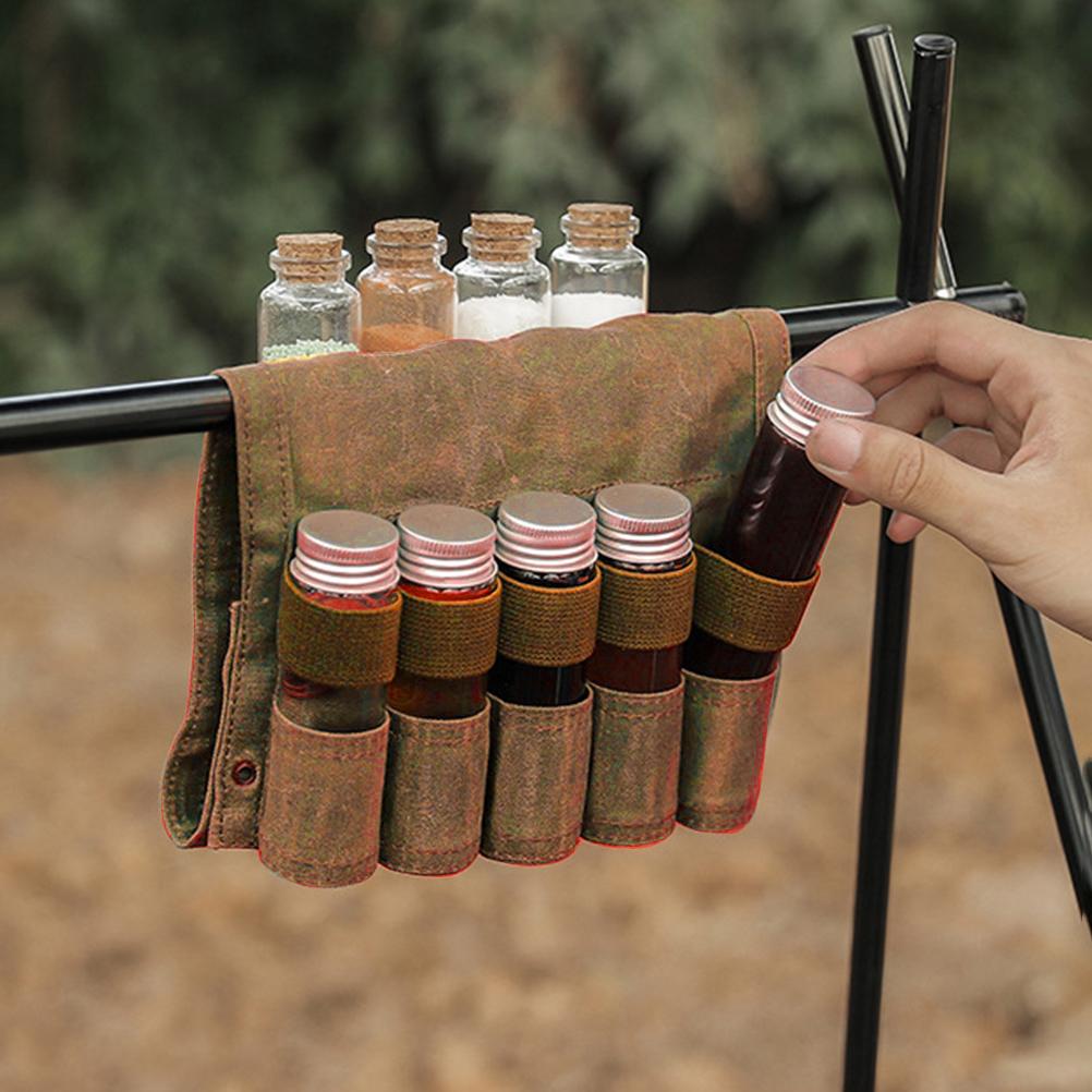 9 ks Přenosná sada dávkovačů koření s otočnými víčky, úložná taška, solničky a pepřenky pro