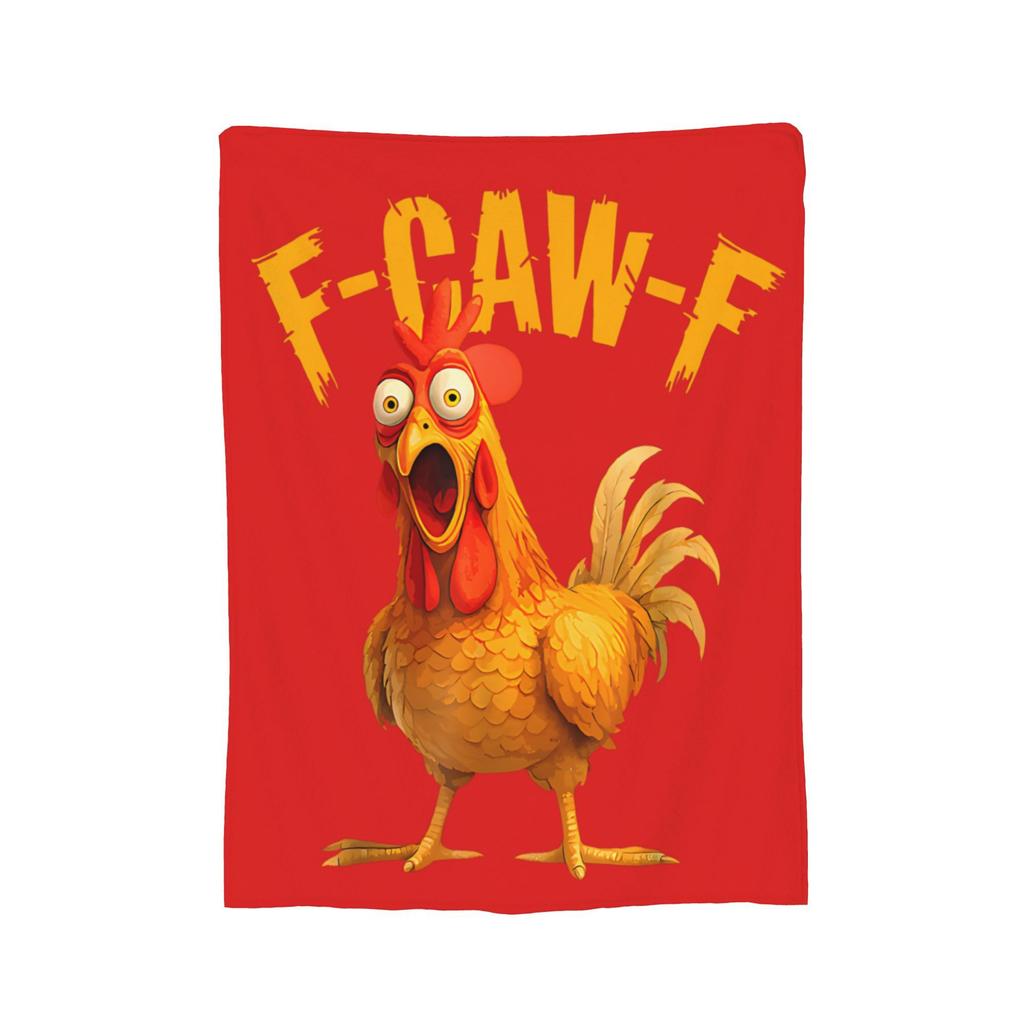 F-Caw-F Chicken FCAWF Humor Quote Rooster Meme Blanket Cover Fleece Super Soft Throw Blankets for Car Sofa Couch Bedroom Quilt
