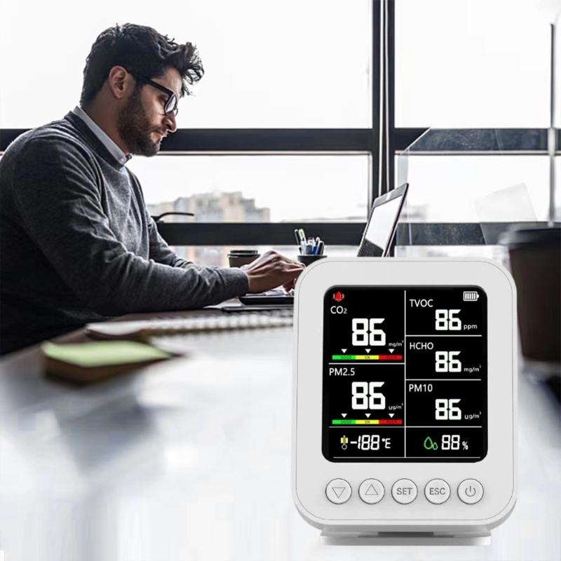 Upgrades Air Quality Tester Monitoring Temperature Moisture Small Easy Carry Designs for PM2.5 PM10 TVOC