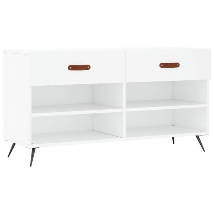 VidaXL Banc à Chaussures, Armoire à Chaussures avec 4 Étagères et Pieds, Meuble à Chaussures avec 2 Tiroirs Salon, Moderne, 829708