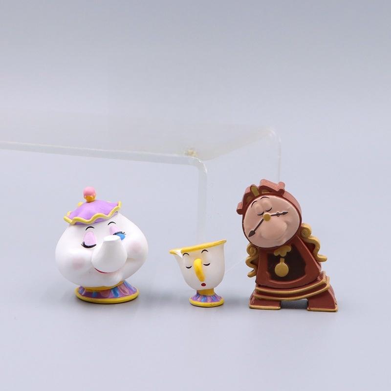 Disney Beauty and the Beast Mr. Cogsworth Clock Miniature Collection Trendy Fashion Hobby Model Gift 3pcs