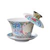 White porcelain enamel color kung fu tea set, turn cover bowl, fair cup, tea cup, full set of business souvenir box