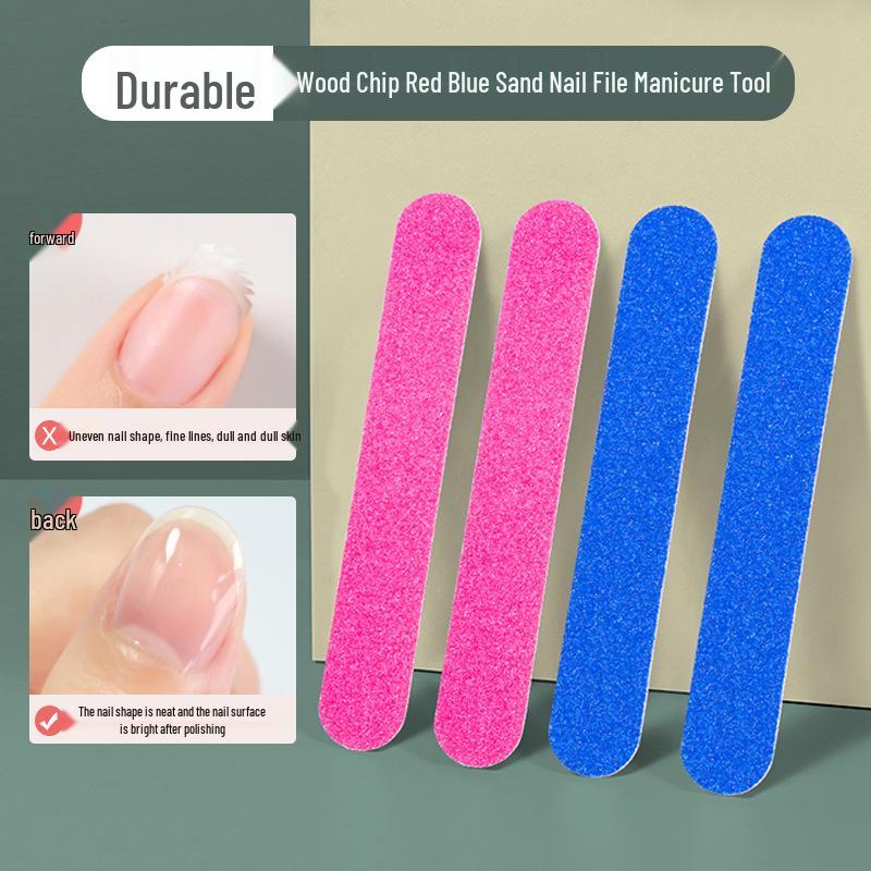 Dual-Color Disposable Nail File Strips - Red & Blue Buffing and Sandpaper Double-Sided Manicure Files.