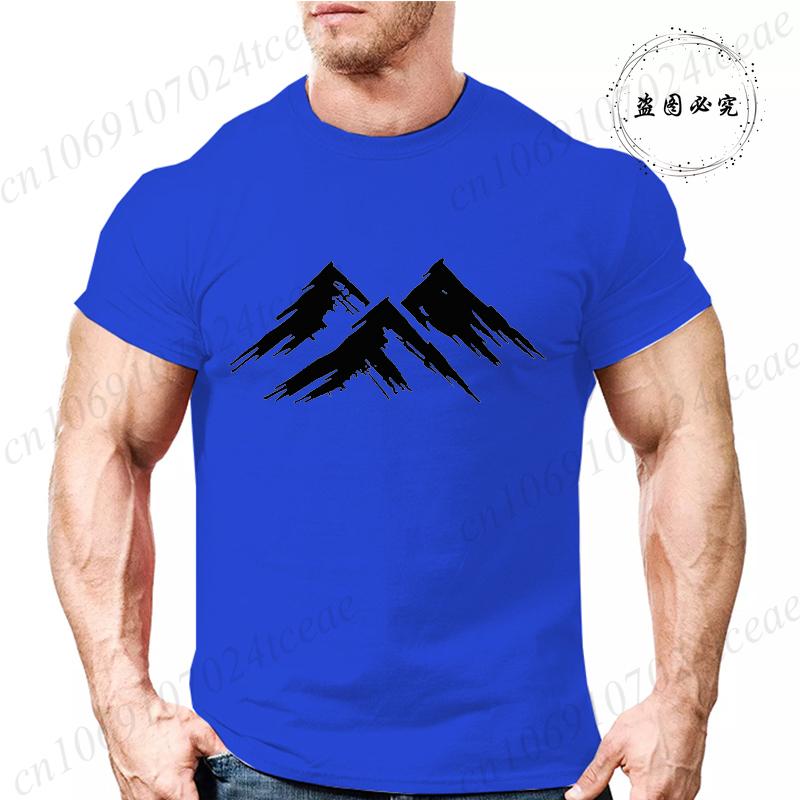 Mens Summer Casual Minimalist Mountain Print Short Sleeve TShirt Graphic Tees for Men Women Summer Tops Oversized Vintage Tees