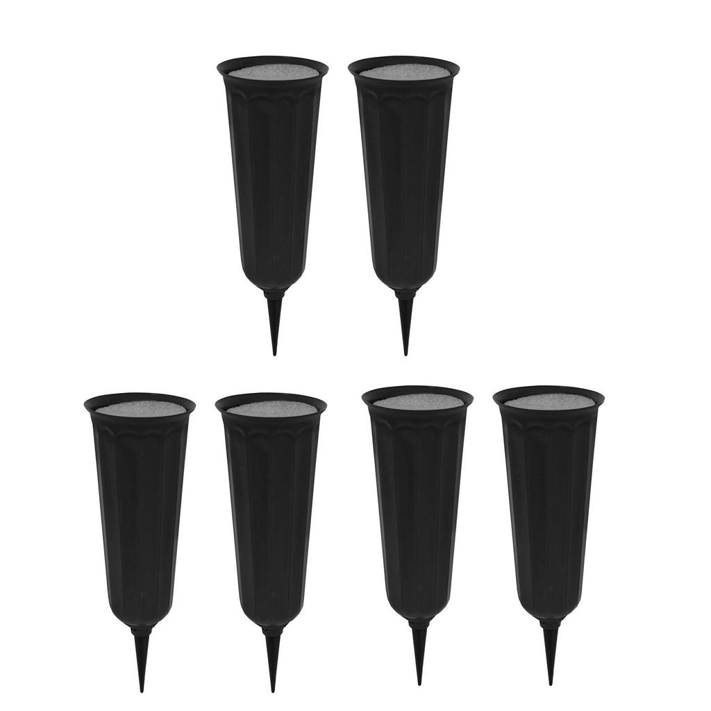 6Pcs Plastic Grave Vases with Spikes and Foam Inserts for Cemetery Decoration Flower Holder for Memorial and Funeral Use