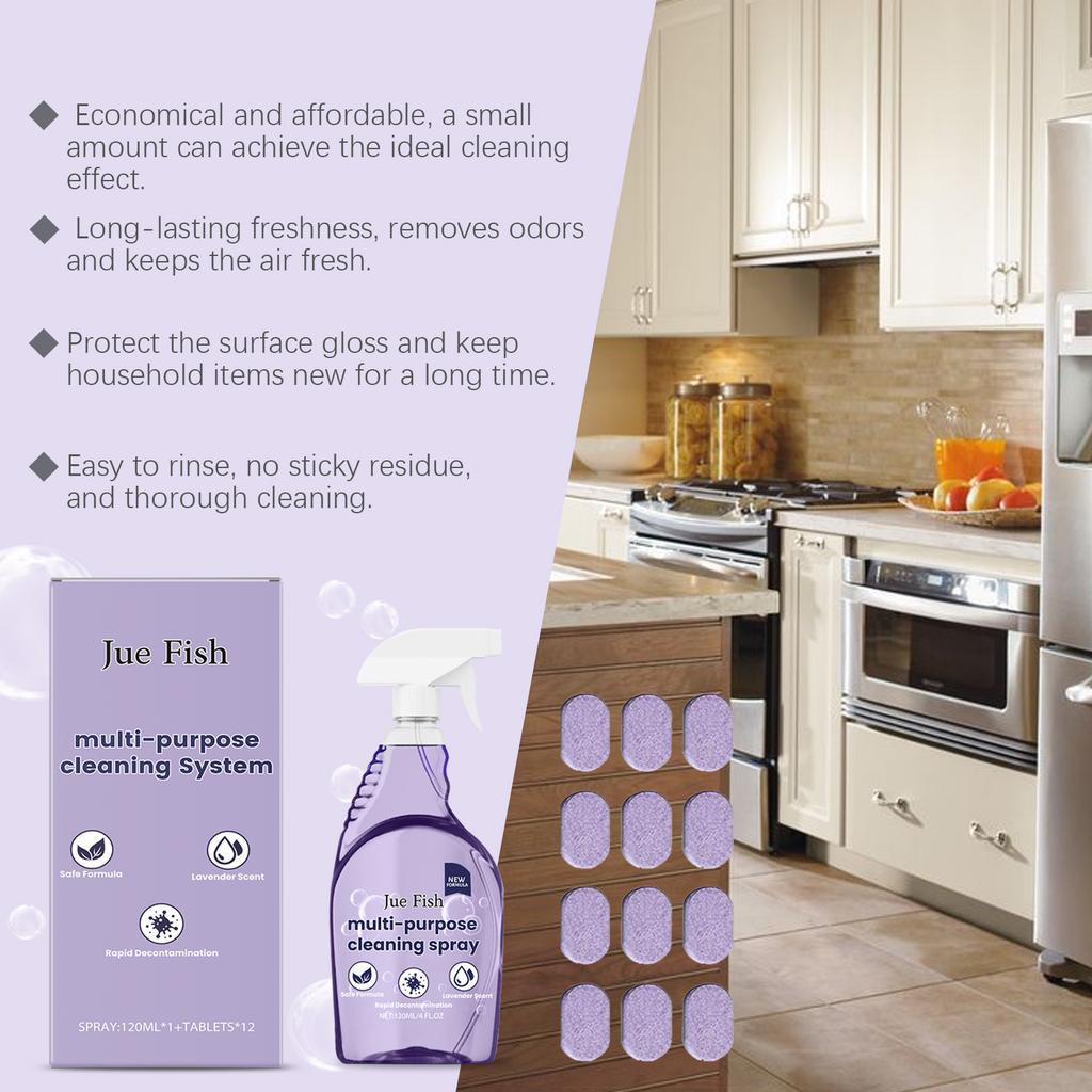 All-Purpose Cleaner Kit Instant Heavy Oil Stain Removal with Concentrated Tablets for Household Kitchen Bathroom Degreaser Spray