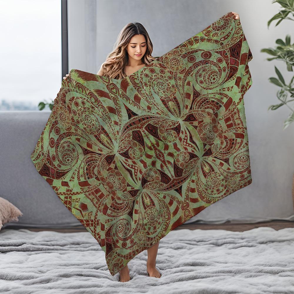 Psychedelic Geometric Tribal Pattern Blanket Mandala Ethnic Print Throw Blanket for Sofa Bed Couch Decor Gift