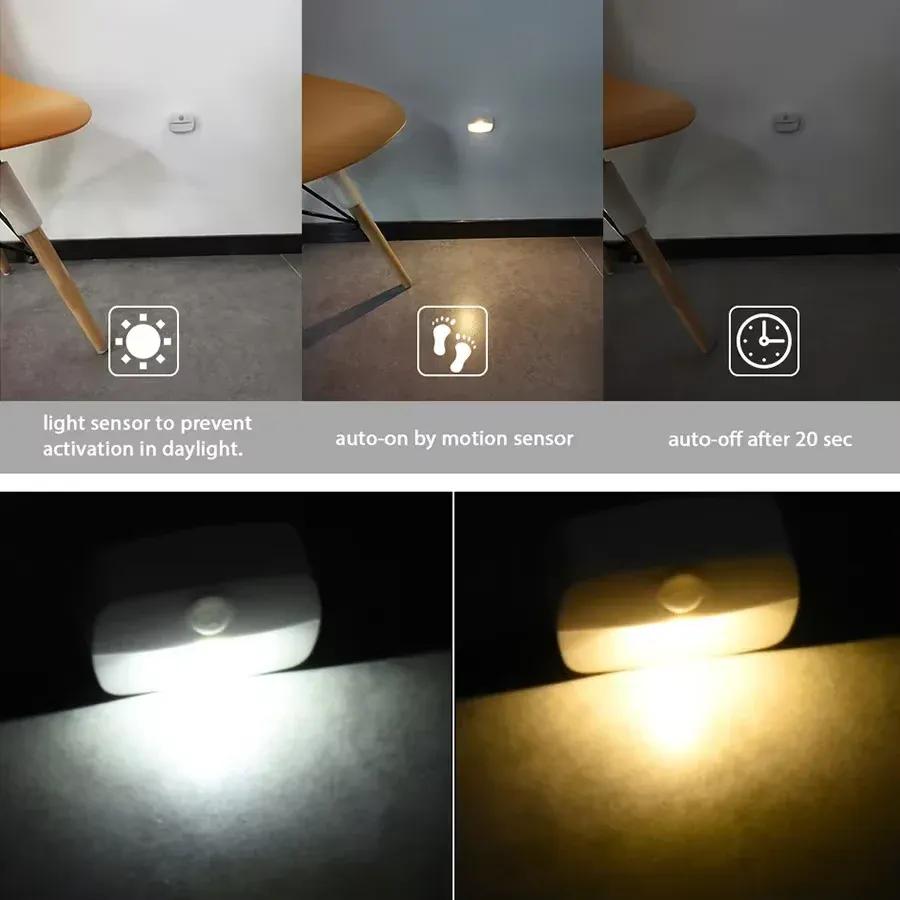 1-4PCS LED Night Light with Motion Sensor Cabinet Lamp Wireless Bedside Nightlight Battery Power,Bedroom Closet Stairs Lighting