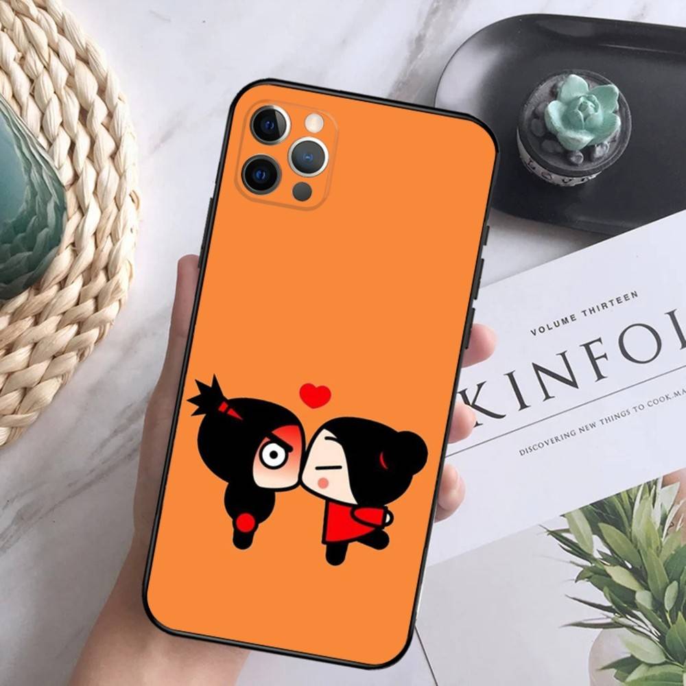 Cartoon P-Pucca Phone Case For iPhone 16,15,14,13,12 Mini 11 Pro XR,X,XS,MAX 7,8 Plus Silicone Cover Soft Black